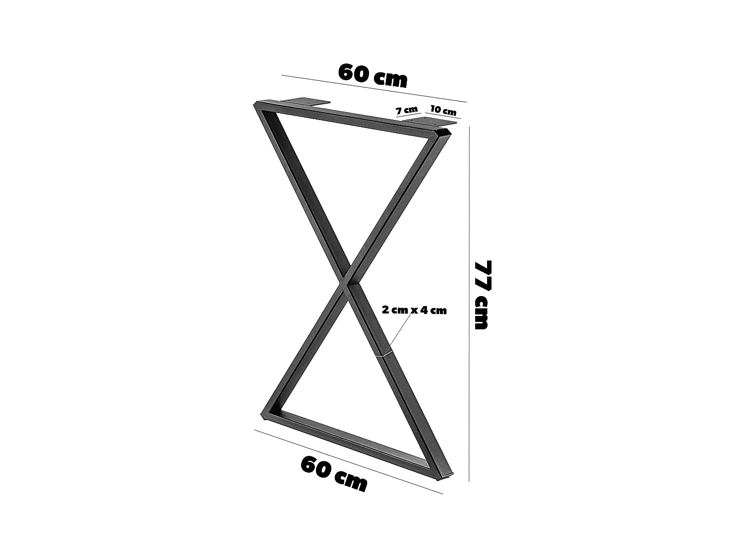KADAX Massive Tischbeine, Industrie-Tischbeine, rustikale Möbelbeine, robuste Tischbeine aus Stahl, moderne Möbelbeine, stabiler Tischfuß (Sanduhr V1 60 x 77 cm)