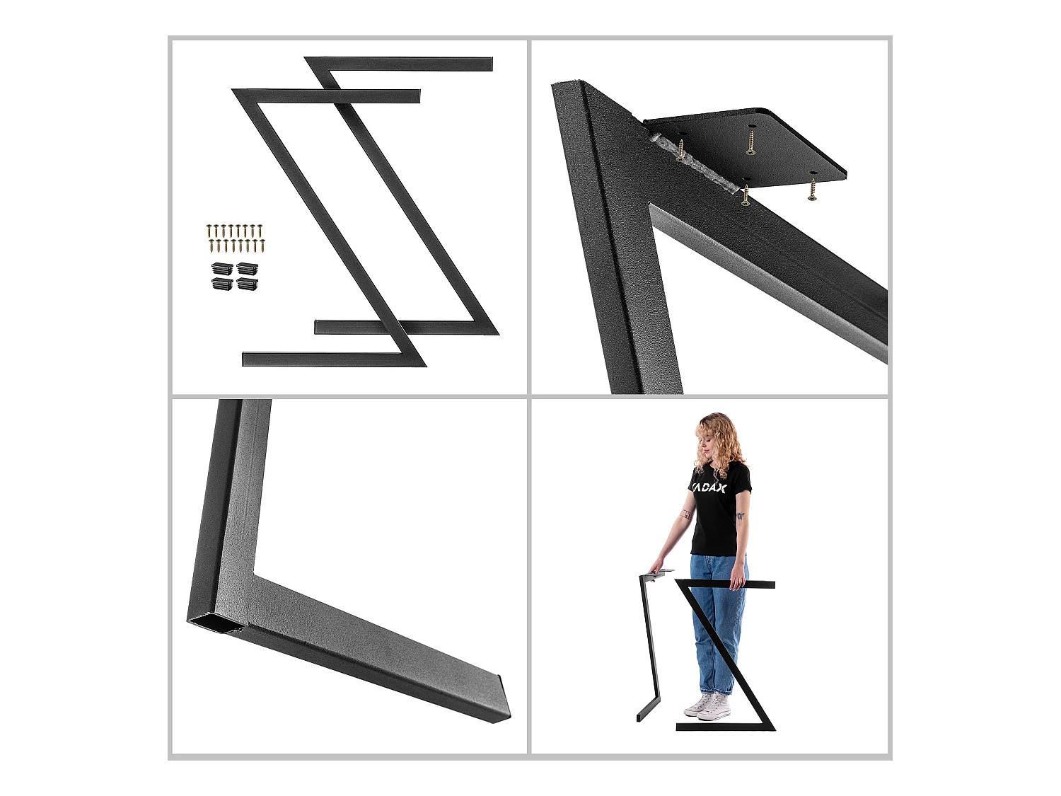 KADAX Massieve tafelpoten, industriële tafelpoten, rustieke meubelpoten, robuuste stalen tafelpoten, moderne meubelpoten, stabiel tafelonderstel (Z-vormen 53 x 79