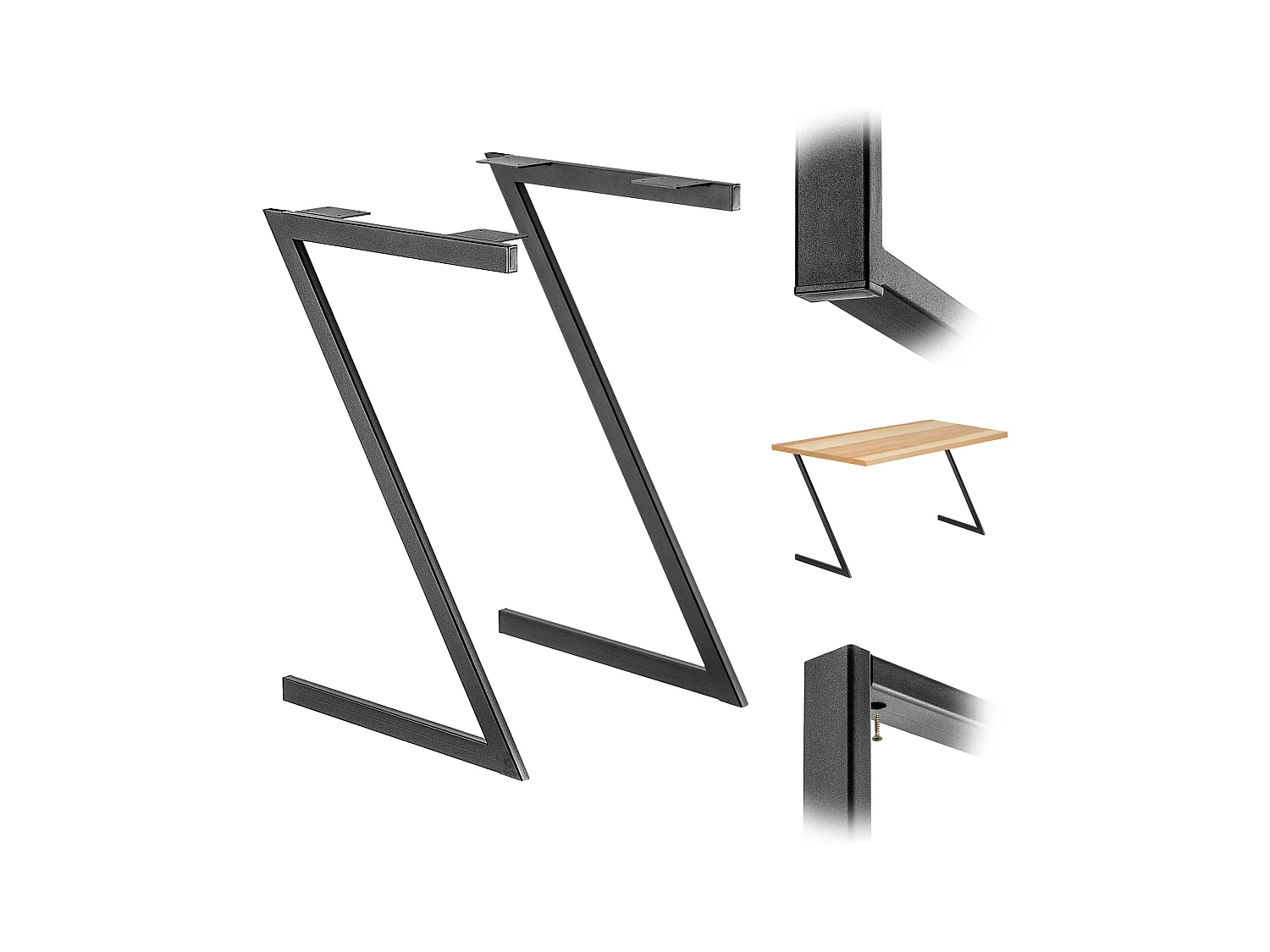 KADAX Massieve tafelpoten, industriële tafelpoten, rustieke meubelpoten, robuuste stalen tafelpoten, moderne meubelpoten, stabiel tafelonderstel (Z-vormen 53 x 79