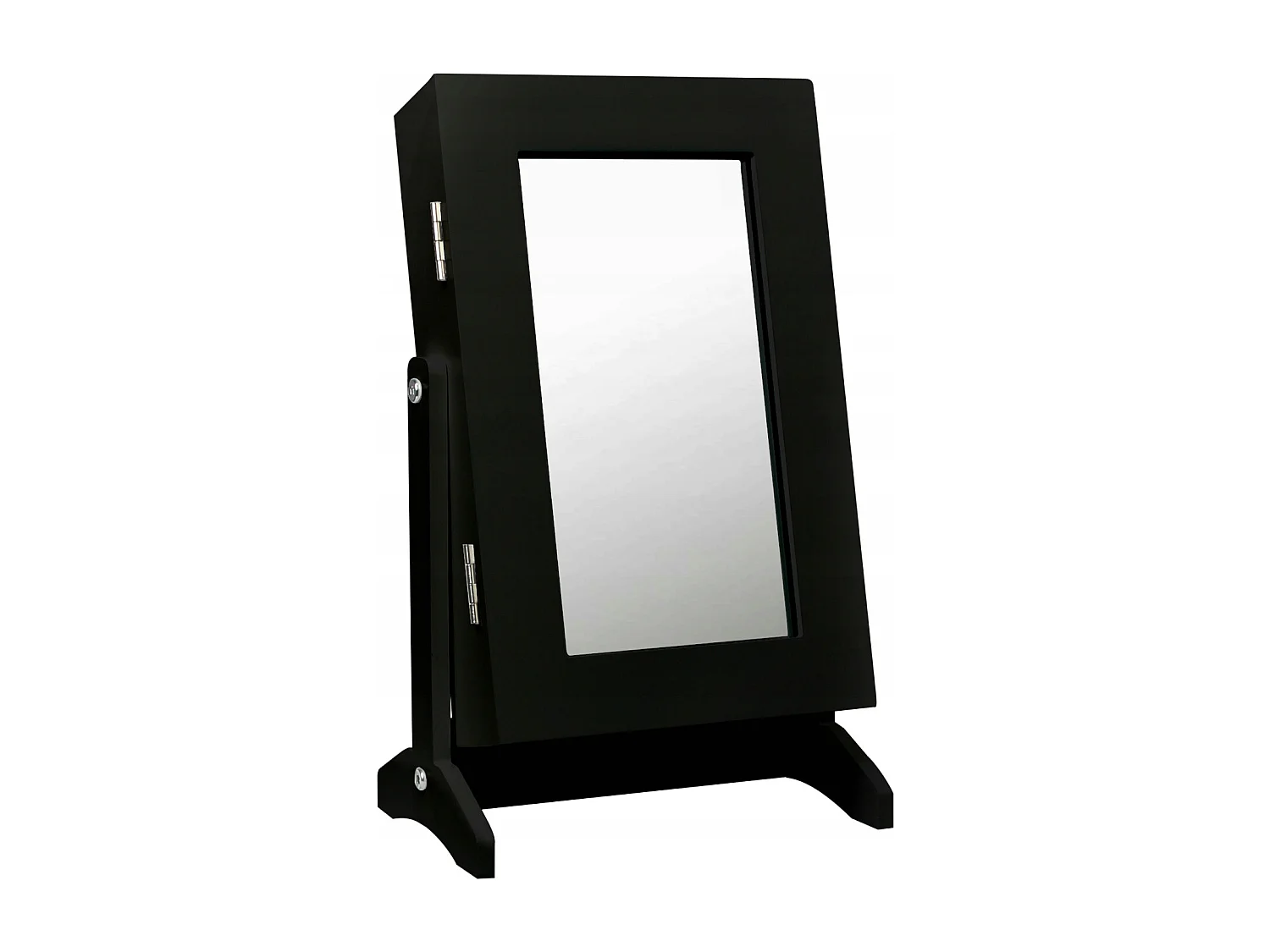 Coffret à bijoux KADAX avec miroir, 21 x 15 x 30,5 cm, boîte en panneau MDF, boîte à bijoux avec pieds, écrin à bijoux pour colliers, bagues (noir)