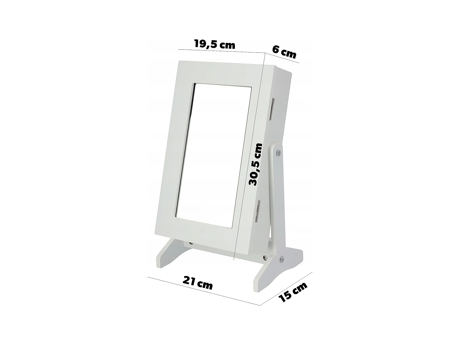 Coffret à bijoux KADAX avec miroir, 21 x 15 x 38,5 cm, boîte en panneau MDF, boîte à bijoux avec pieds, écrin à bijoux pour colliers, bagues (blanc)