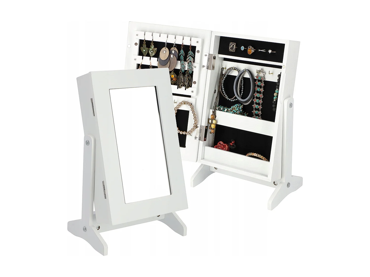 KADAX Tocador joyero con espejo, caja de pie blanca