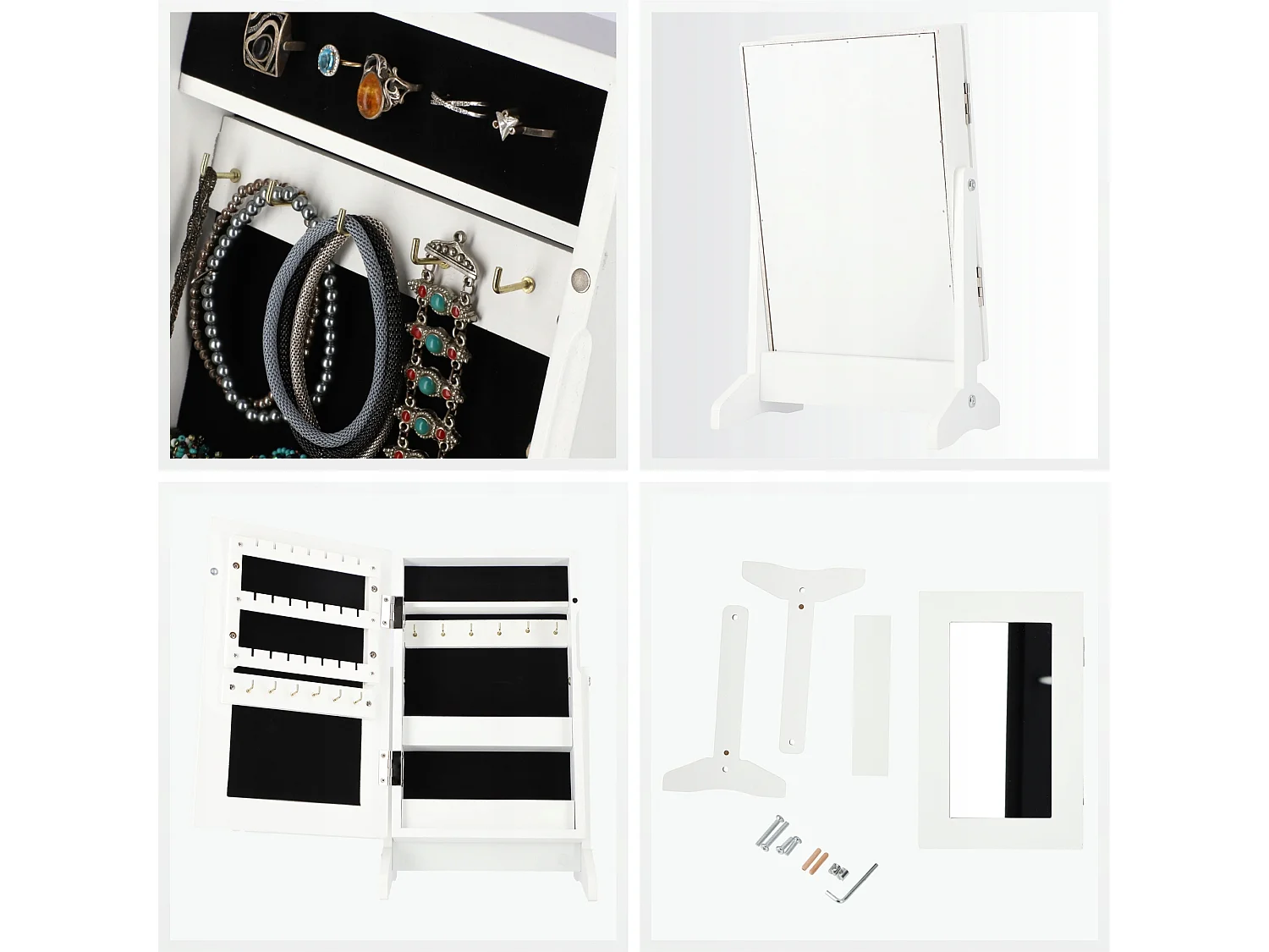 KADAX Tocador joyero con espejo, caja de pie blanca