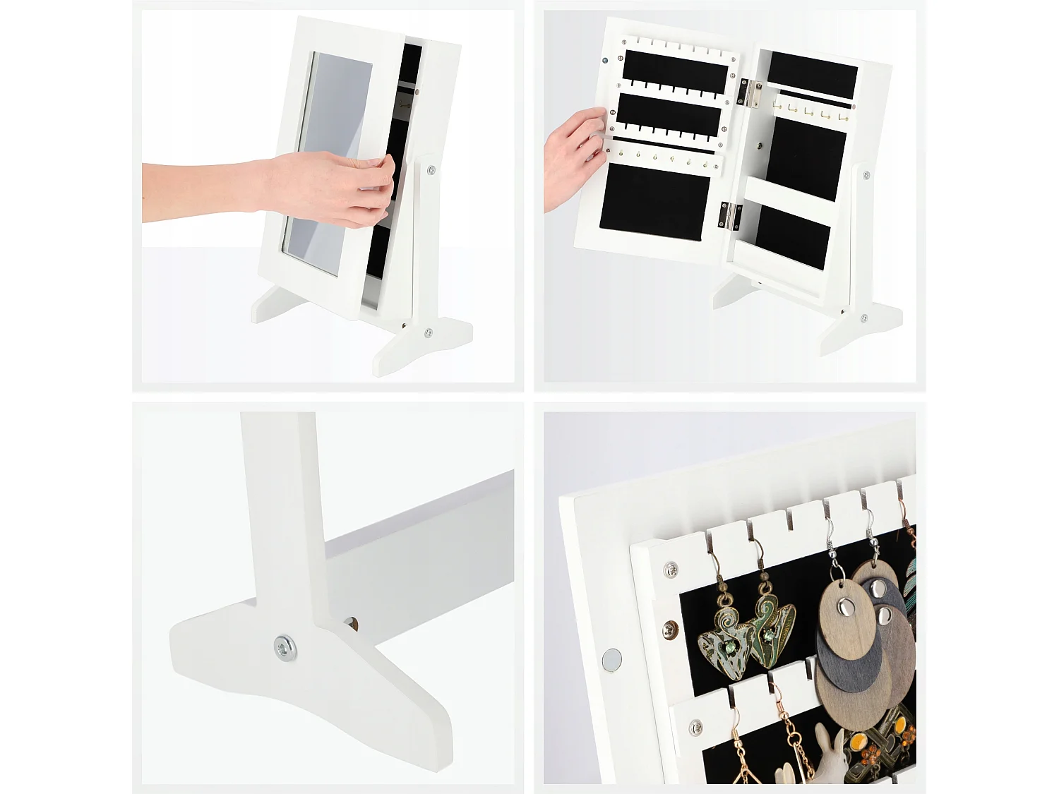 KADAX Tocador joyero con espejo, caja de pie blanca