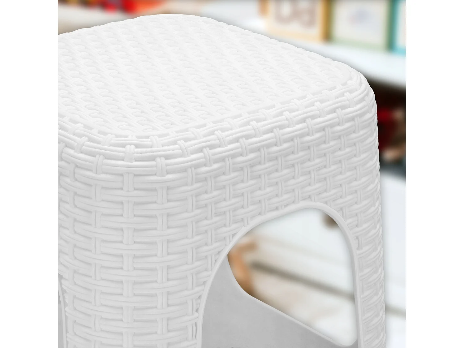 KADAX Tabouret en plastique, escabeau, jusqu'à 120 kg, tabouret en rotin avec pieds antidérapants, tabouret de bain, tabouret de salon, tabouret d'assise léger,