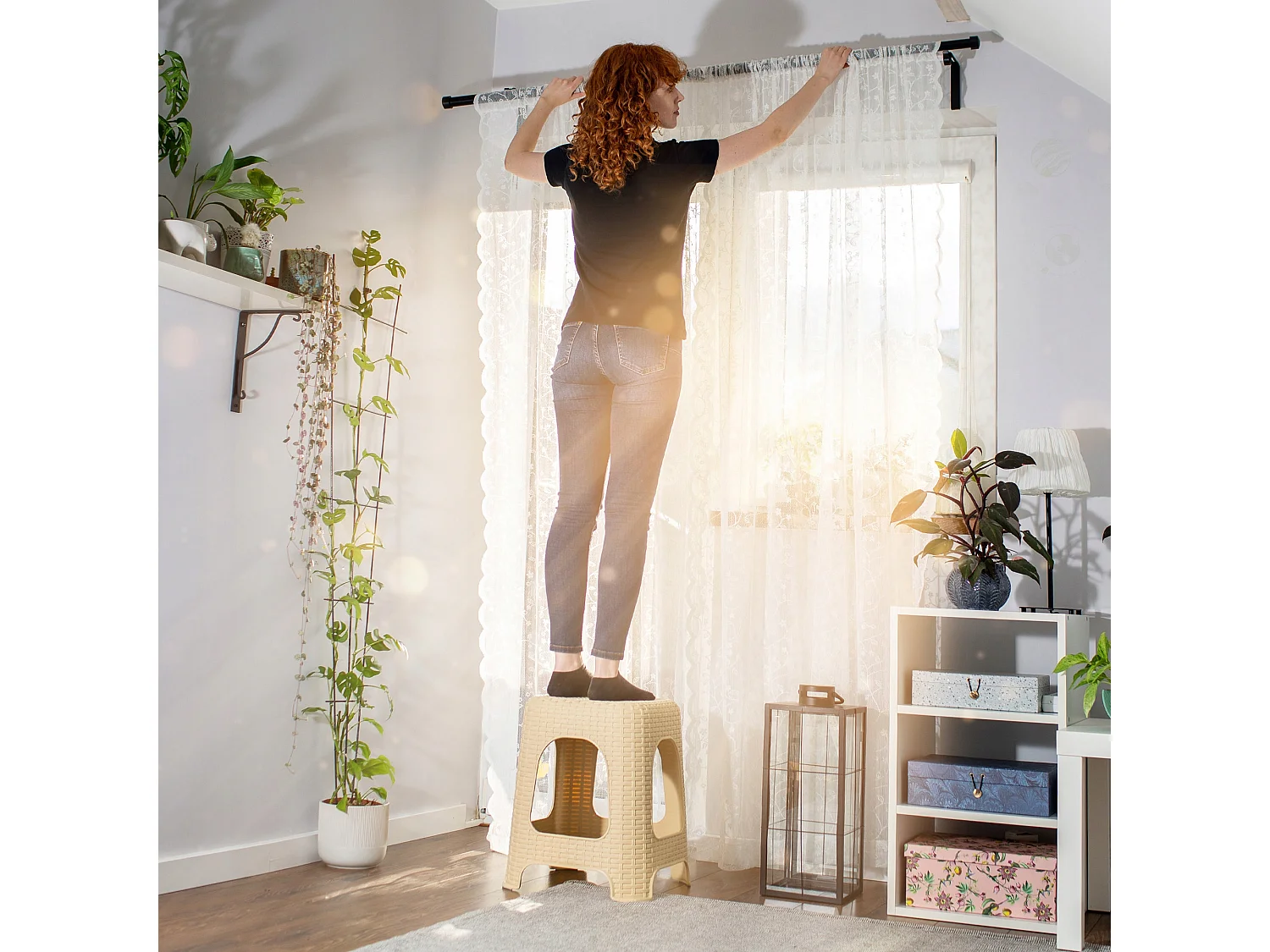 Tabouret en plastique KADAX, escabeau jusqu'à 120 kg, tabouret en rotin avec pieds antidérapants, tabouret de bain, tabouret de salon, tabouret d'assise léger,