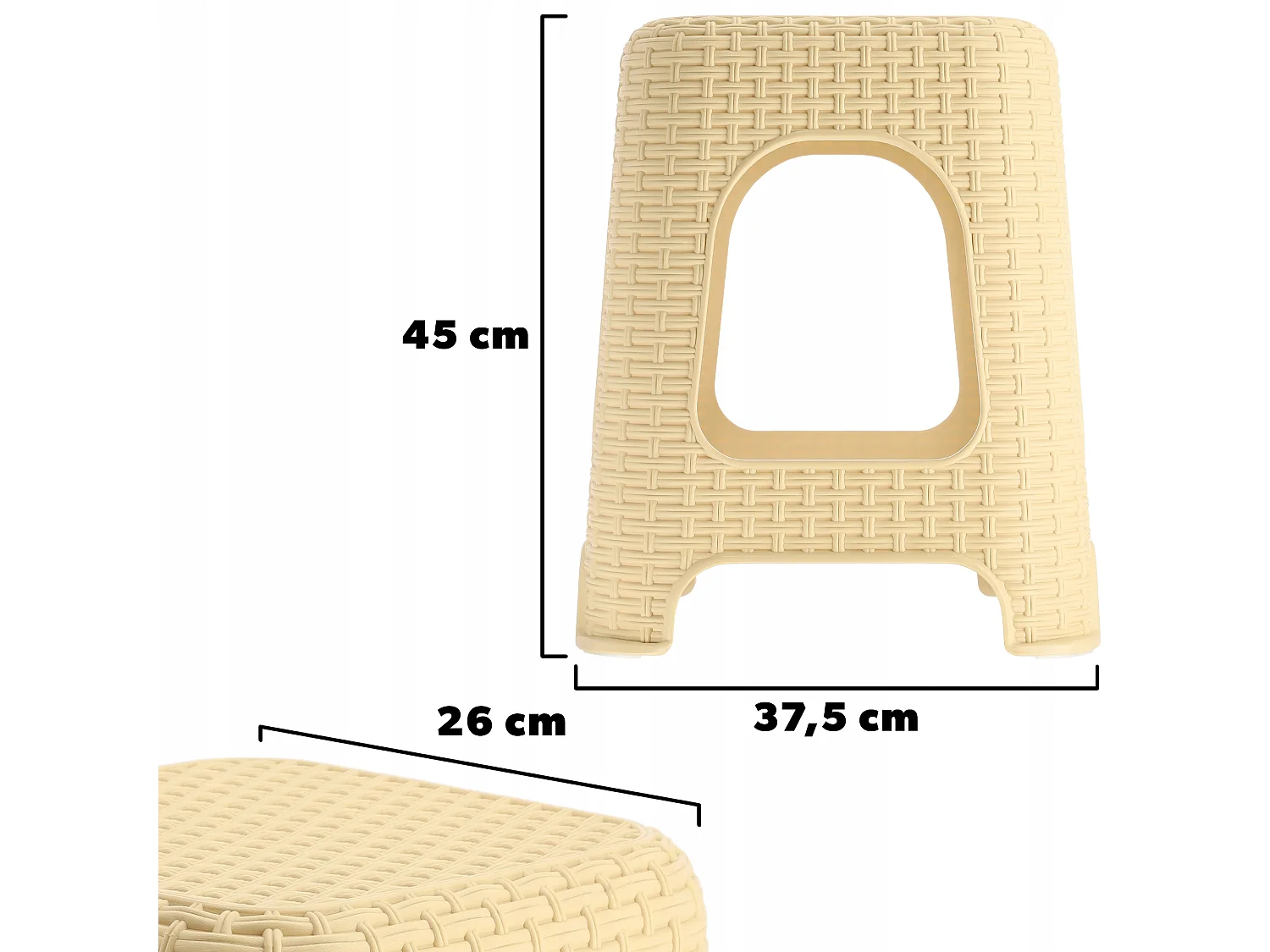 Tabouret en plastique KADAX, escabeau jusqu'à 120 kg, tabouret en rotin avec pieds antidérapants, tabouret de bain, tabouret de salon, tabouret d'assise léger,