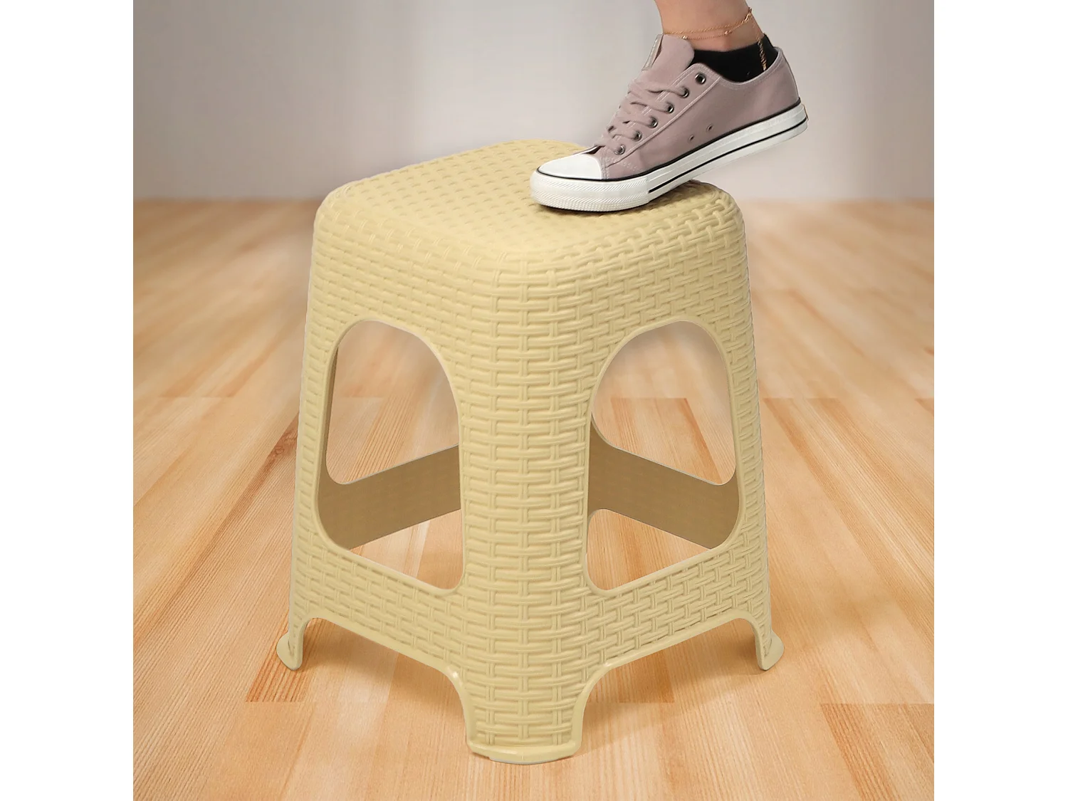 Tabouret en plastique KADAX, escabeau jusqu'à 120 kg, tabouret en rotin avec pieds antidérapants, tabouret de bain, tabouret de salon, tabouret d'assise léger,