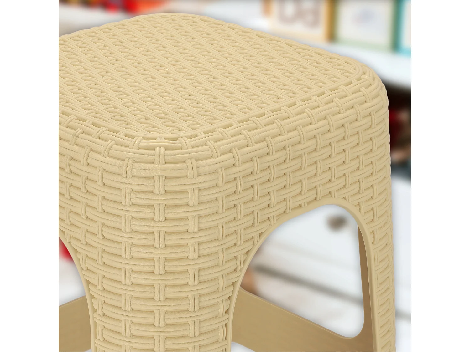 Tabouret en plastique KADAX, escabeau jusqu'à 120 kg, tabouret en rotin avec pieds antidérapants, tabouret de bain, tabouret de salon, tabouret d'assise léger,
