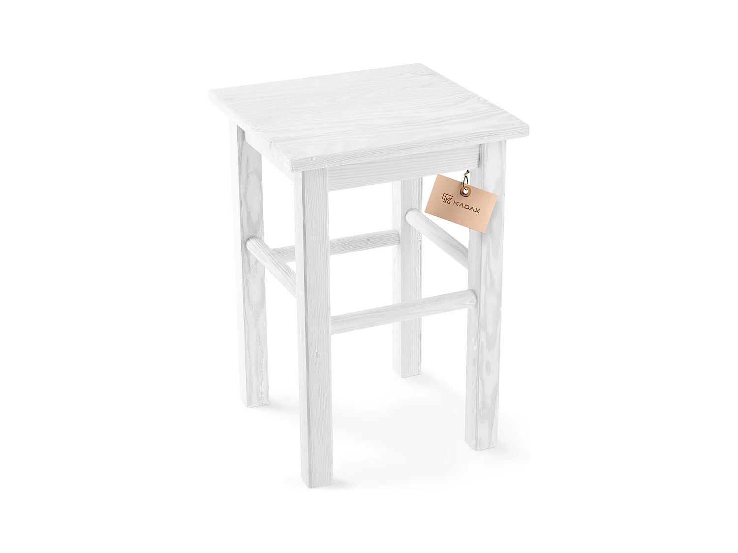 KADAX Houten kruk, voetenbank van natuurlijk ongelakt grenenhout, voetensteun in 3 verschillende modellen, barstoel, opstapkruk, kruk, kruk, houten kruk (vierkant