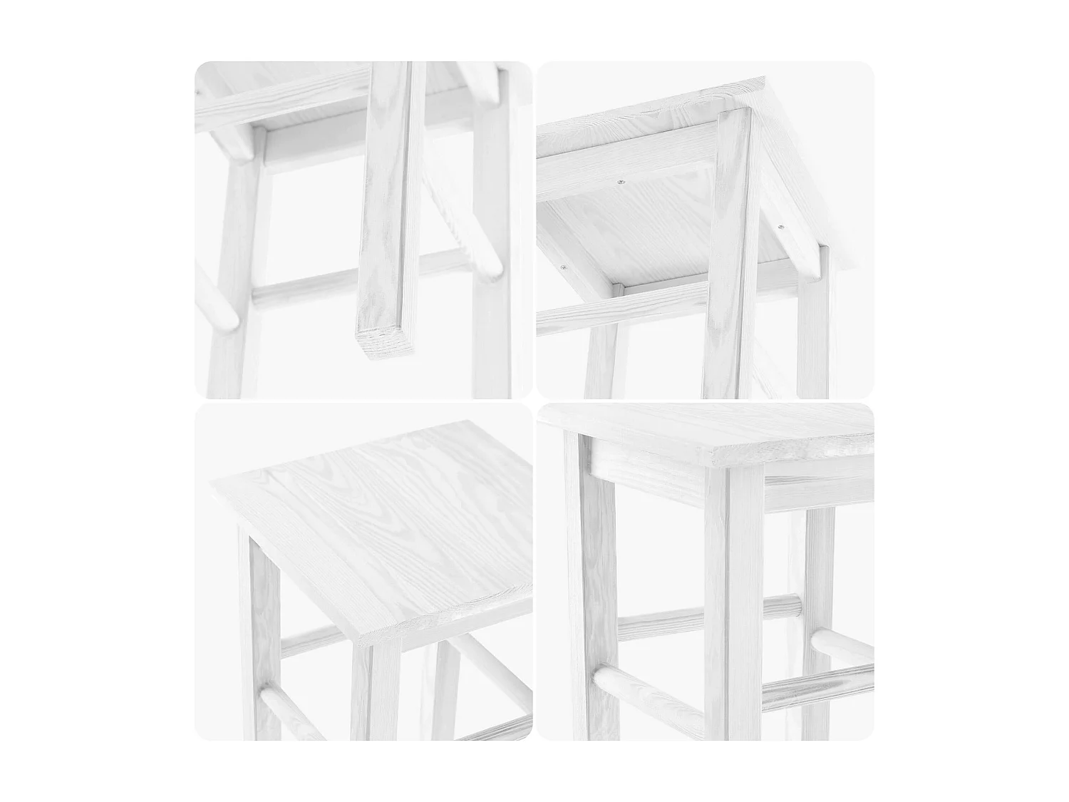 KADAX Houten kruk, voetenbank van natuurlijk ongelakt grenenhout, voetensteun in 3 verschillende modellen, barstoel, opstapkruk, kruk, kruk, houten kruk (vierkant