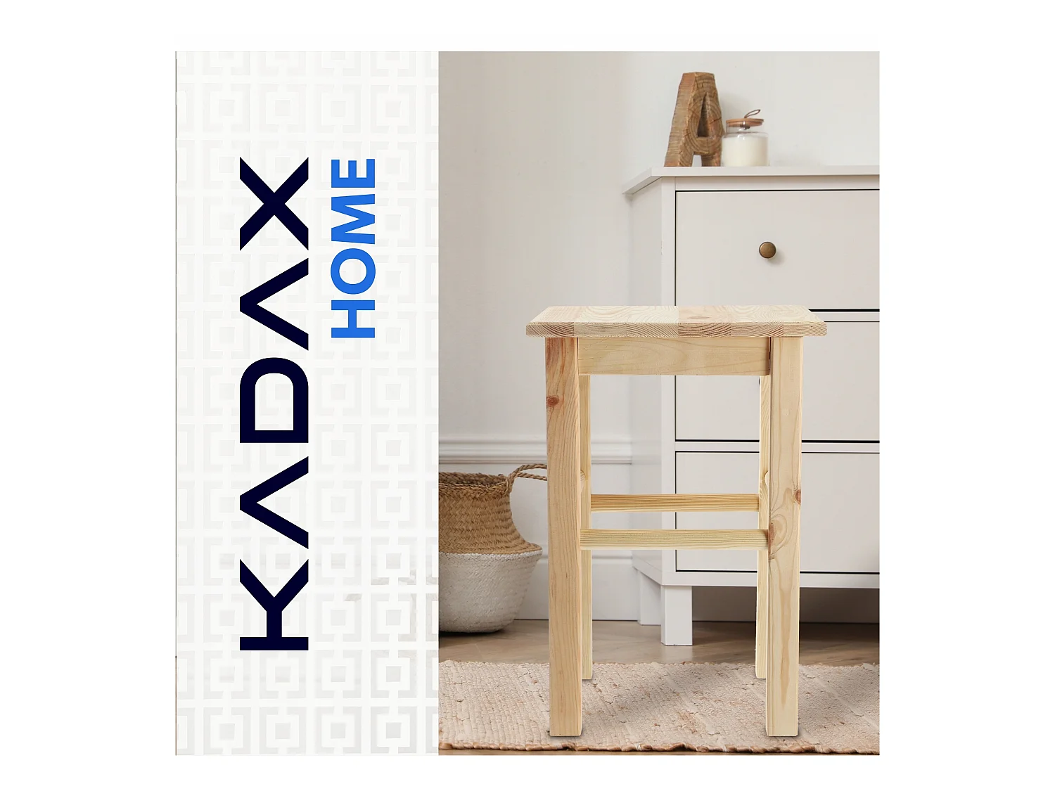 KADAX Drewniany taboret kuchenny Falun 44 x 30 cm
