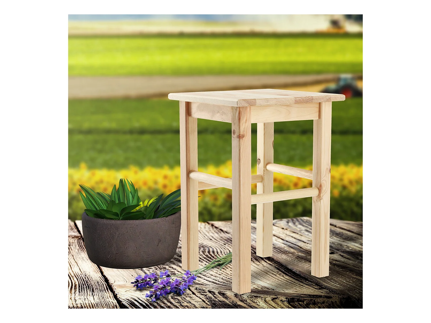 KADAX Drewniany taboret kuchenny Falun 44 x 30 cm