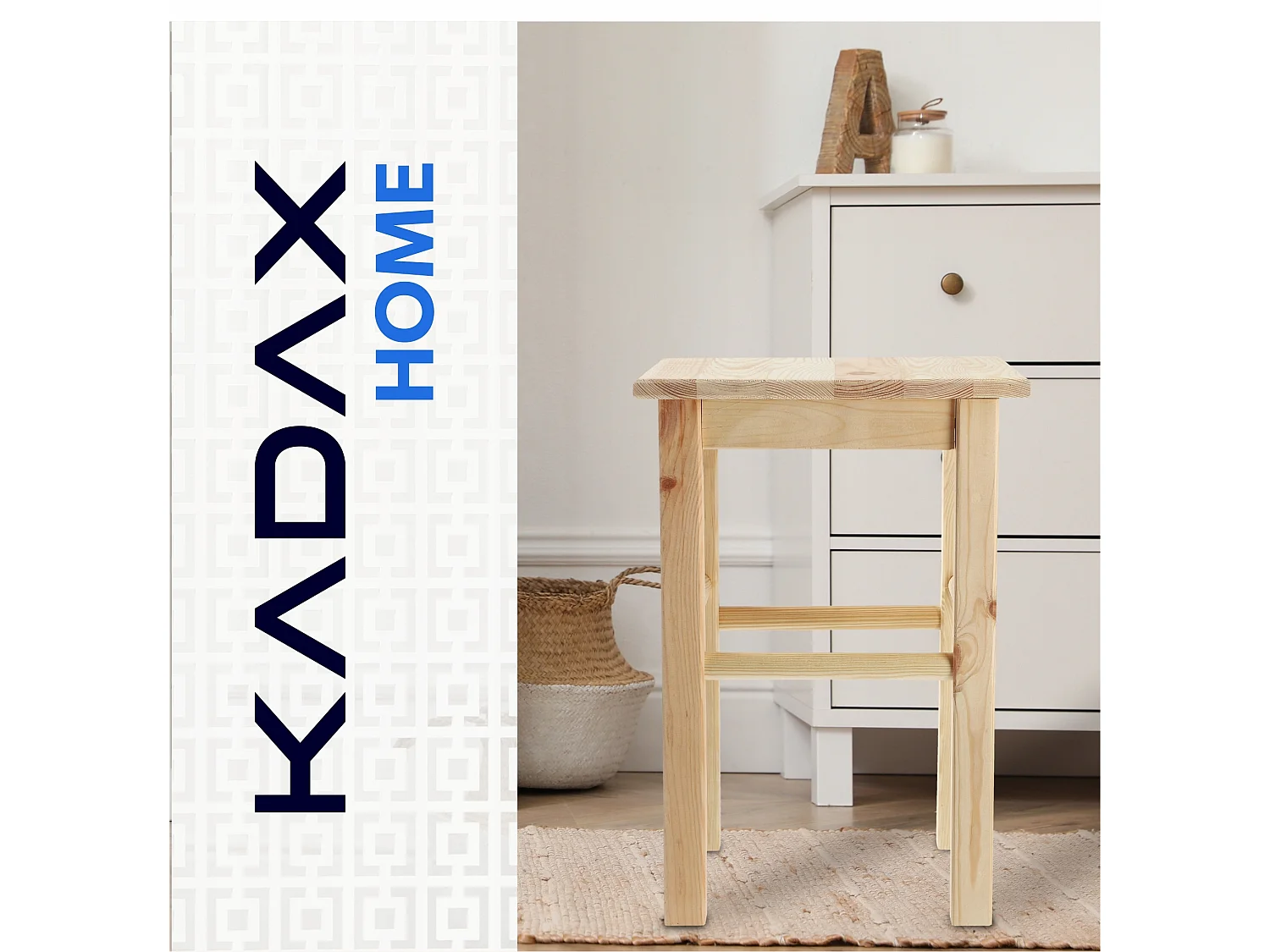 Tabouret en bois KADAX, repose-pieds en bois de pin naturel non verni, repose-pieds en 3 modèles différents, tabouret de bar, escabeau, tabouret, tabouret,