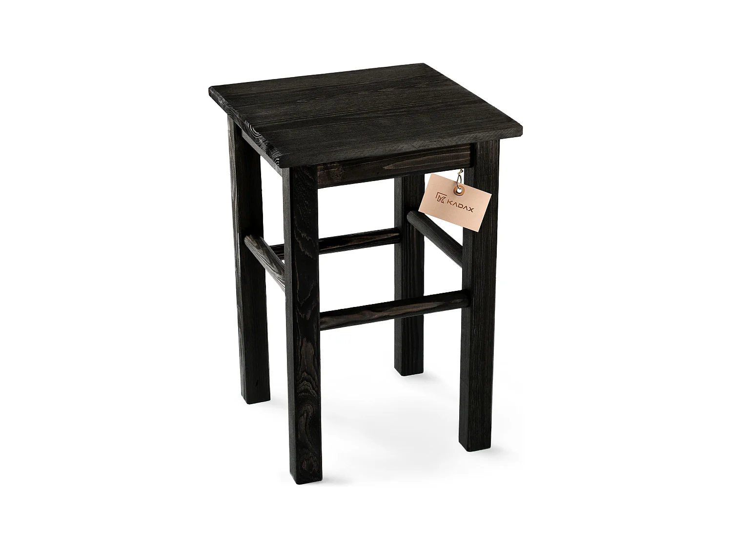 KADAX Taboret drewniany Rena 44x30 cm kwadratowy czarny