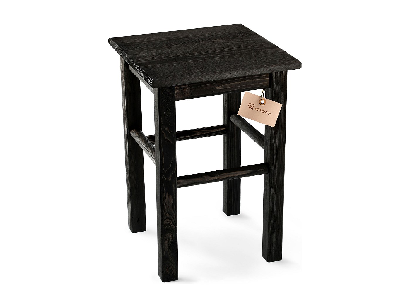 KADAX Taboret drewniany Rena 44x30 cm kwadratowy czarny