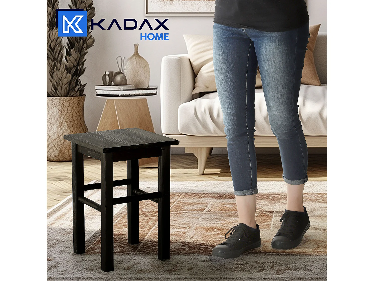 Tabouret en bois KADAX, repose-pieds en bois de pin naturel non verni, repose-pieds en 3 modèles différents, tabouret de bar, marchepied, tabouret, tabouret,