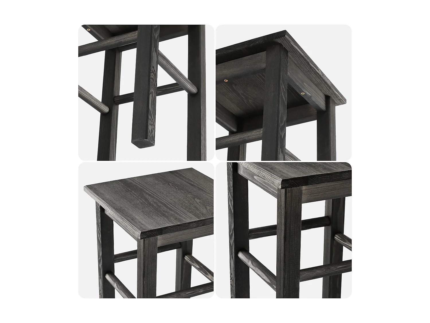 Tabouret en bois KADAX, repose-pieds en bois de pin naturel non verni, repose-pieds en 3 modèles différents, tabouret de bar, marchepied, tabouret, tabouret,