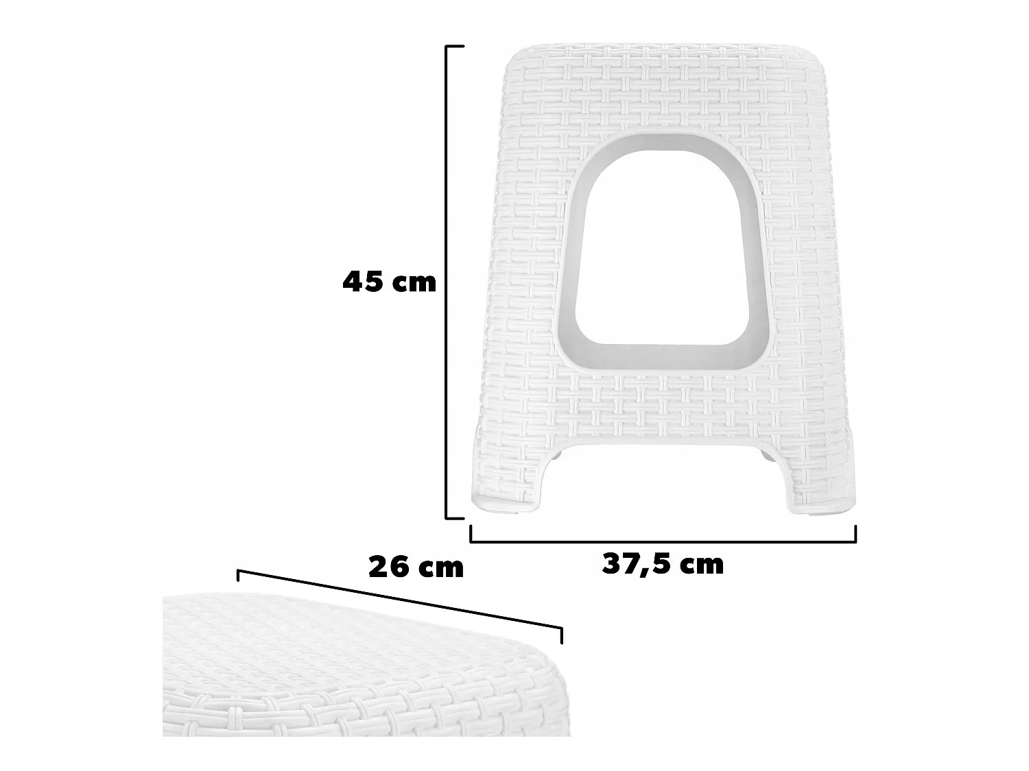 KADAX Kruk van kunststof, opstapkruk, tot 120 kg, rotankruk met antislipvoeten, badkruk, woonkruk, lichte zitkruk, tuinkruk, kruk (2 x set wit)