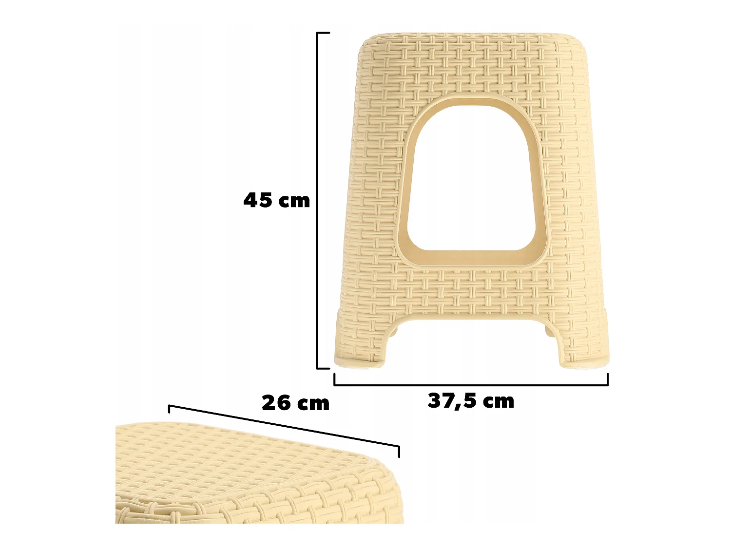 KADAX Taboret kuchenny Habol 45 x 37 cm, beżowy