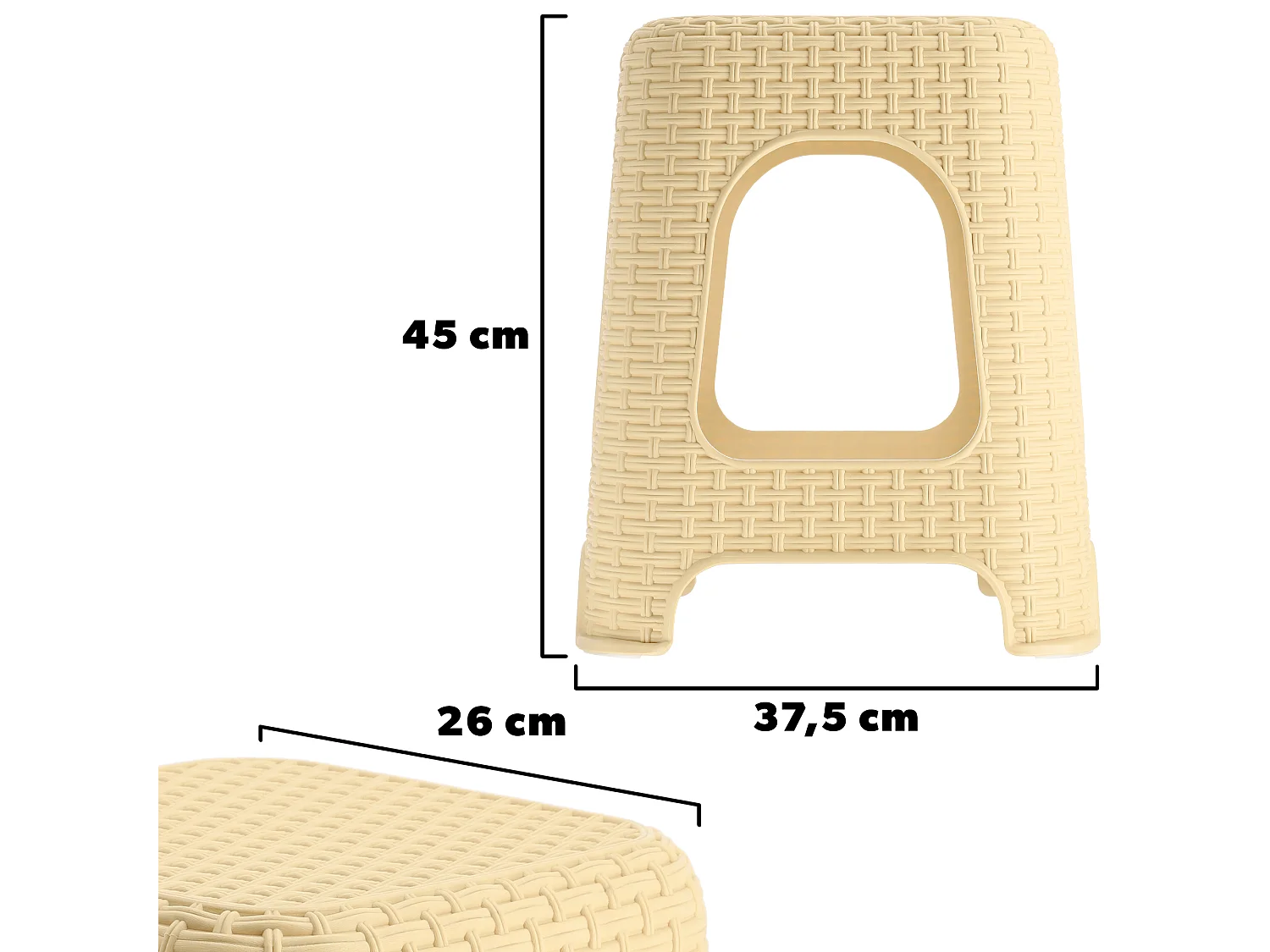 KADAX Taboret kuchenny Habol 45 x 37 cm, beżowy