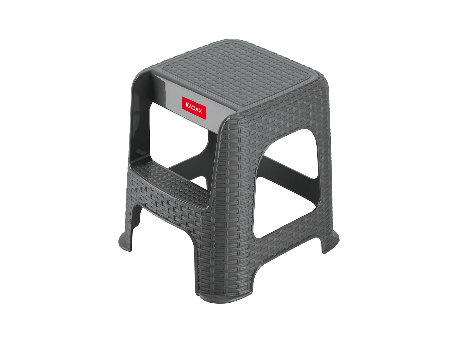 Tabouret KADAX en matériaux plastiques recyclés, escabeau, jusqu'à 160 kg, tabouret en rotin avec pieds antidérapants, tabouret de salle de bain à gradins,