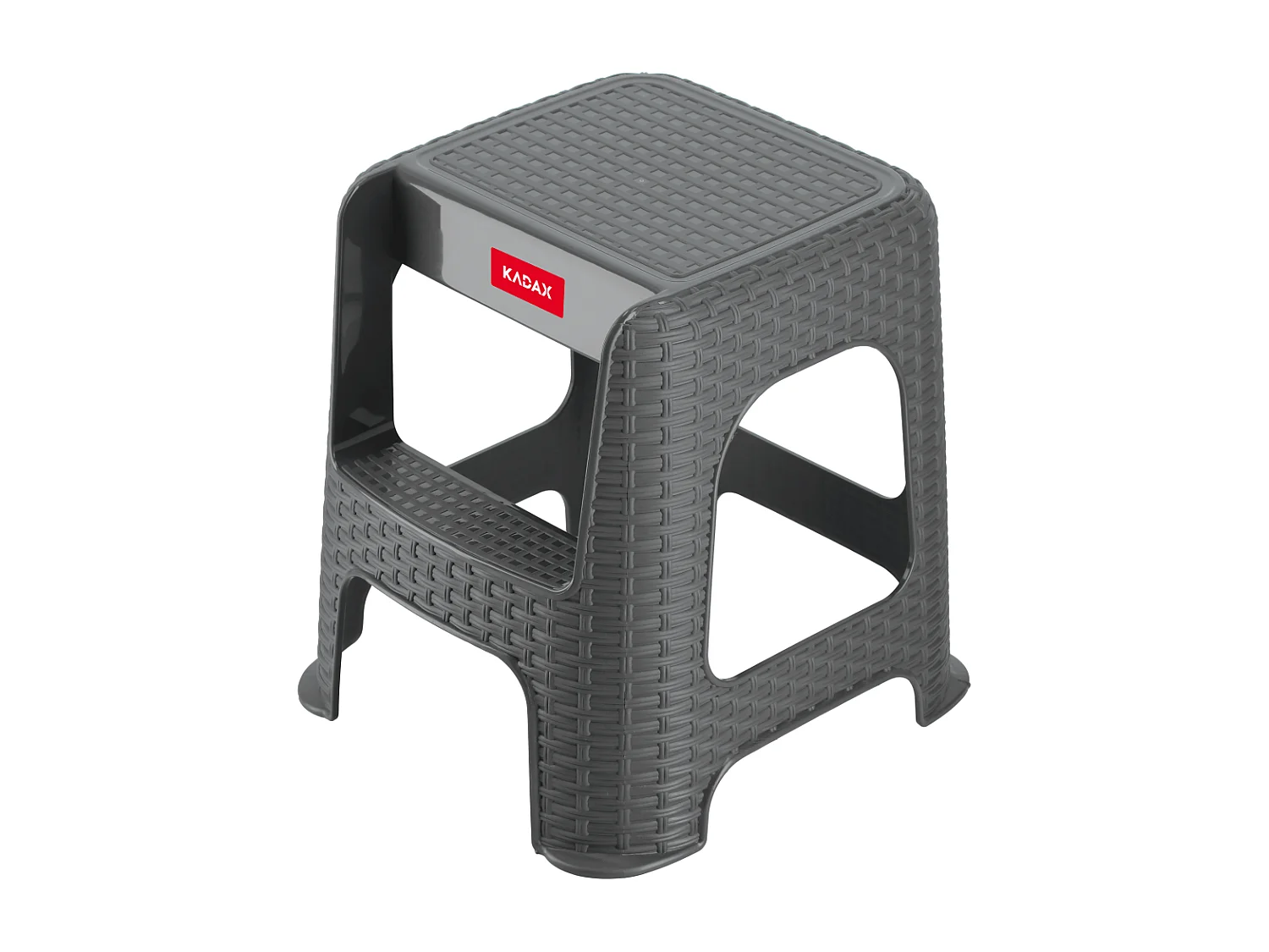 Tabouret KADAX en matériaux plastiques recyclés, escabeau, jusqu'à 160 kg, tabouret en rotin avec pieds antidérapants, tabouret de salle de bain à gradins,