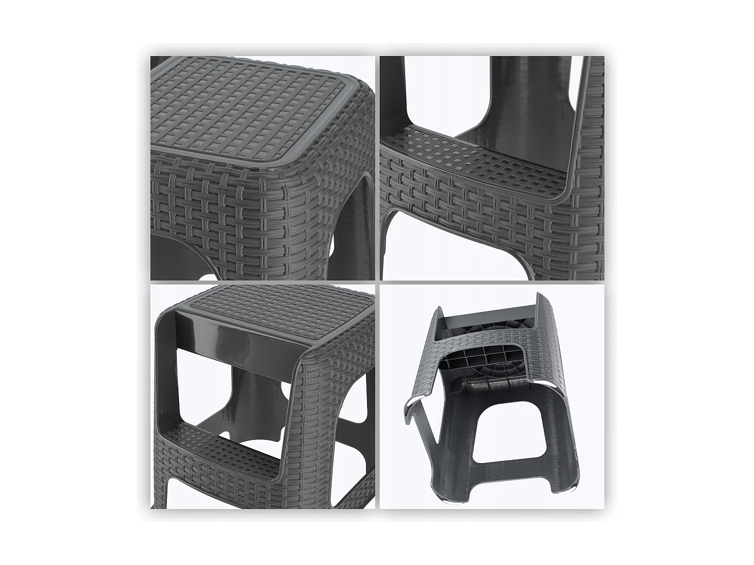 Tabouret KADAX en matériaux plastiques recyclés, escabeau, jusqu'à 160 kg, tabouret en rotin avec pieds antidérapants, tabouret de salle de bain à gradins,