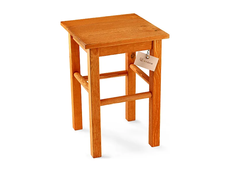 Tabouret en bois KADAX - Repose-pieds en pin naturel non verni, repose-pieds en 3 modèles, tabouret de bar, marchepied (carré marron)