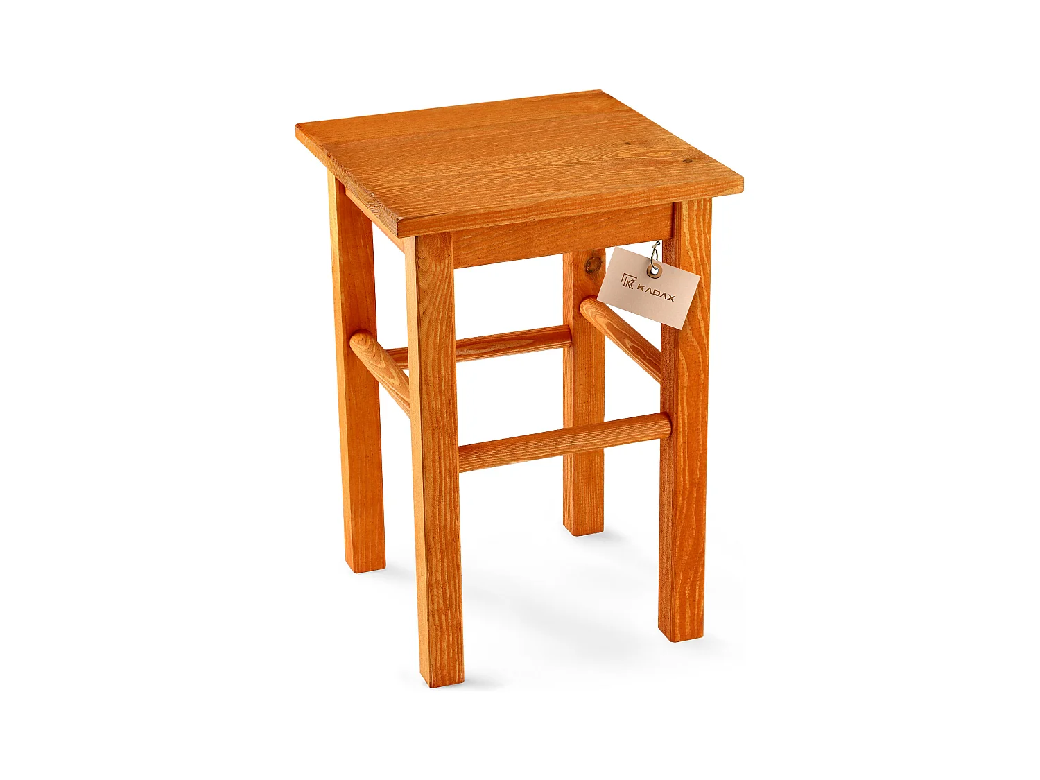 KADAX Taboret drewniany Rena 44x30 cm kwadratowy pomarańczowy