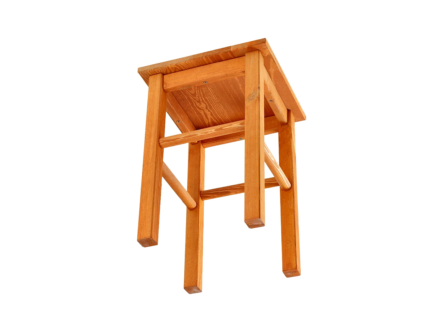 KADAX Taboret drewniany Rena 44x30 cm kwadratowy pomarańczowy