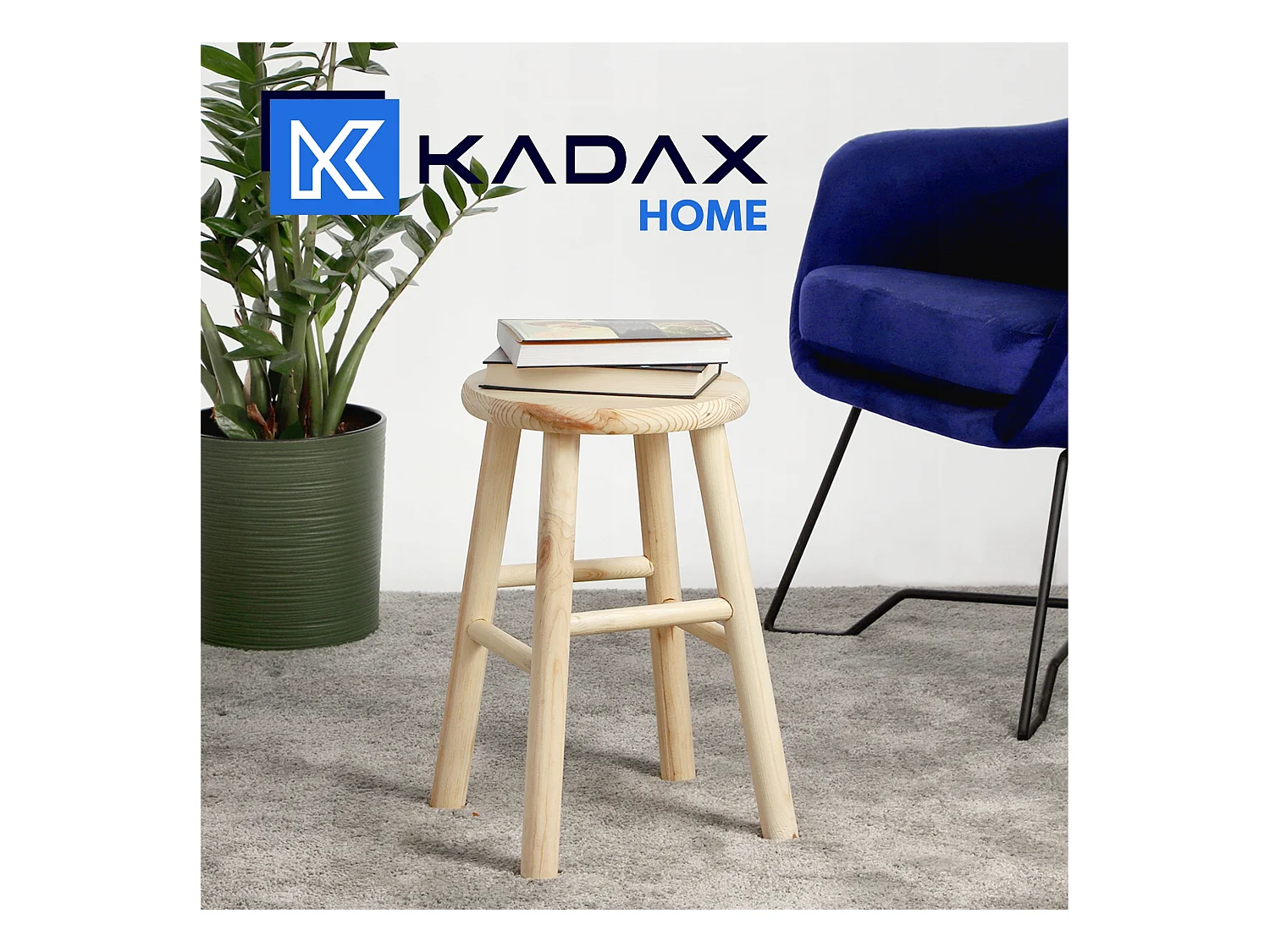 KADAX Taboret drewniany Falun 45 x 29 cm, naturalny