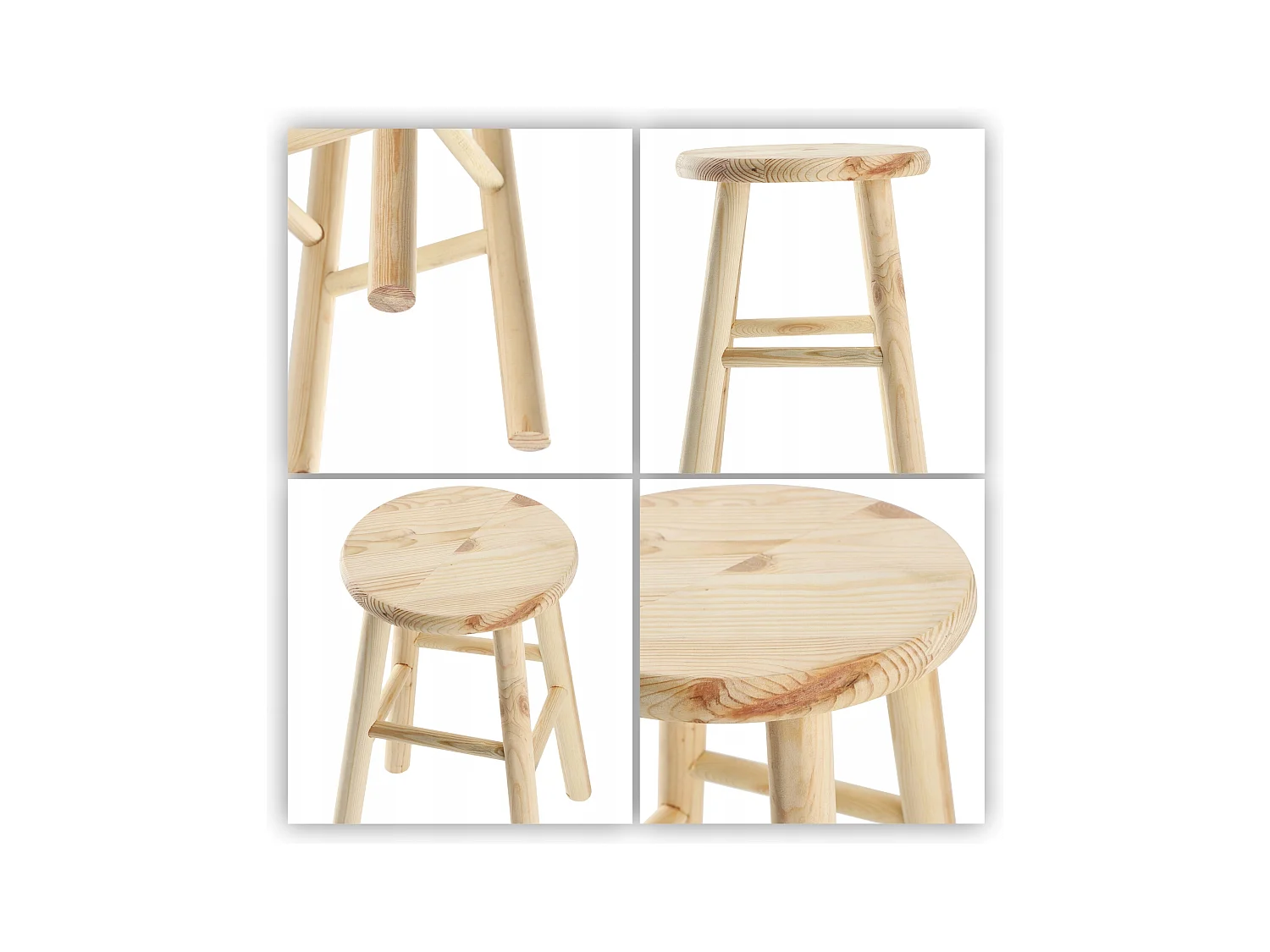 KADAX Taboret drewniany Falun 45 x 29 cm, naturalny