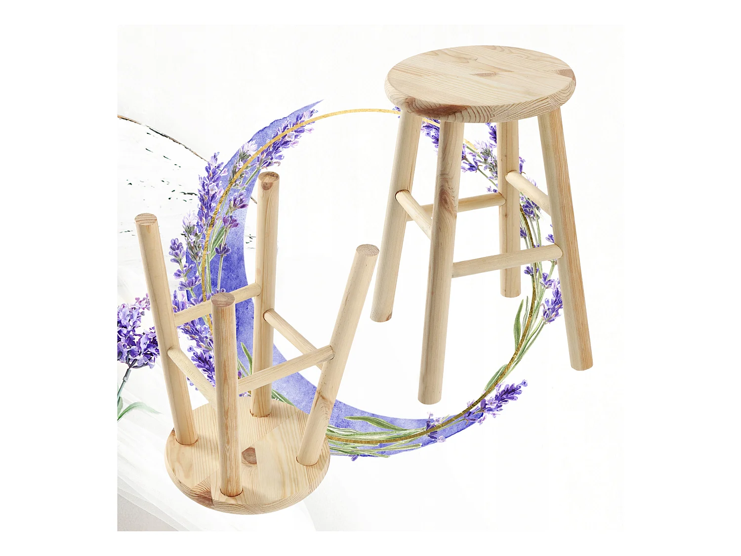 KADAX Taboret drewniany Falun 45 x 29 cm, naturalny