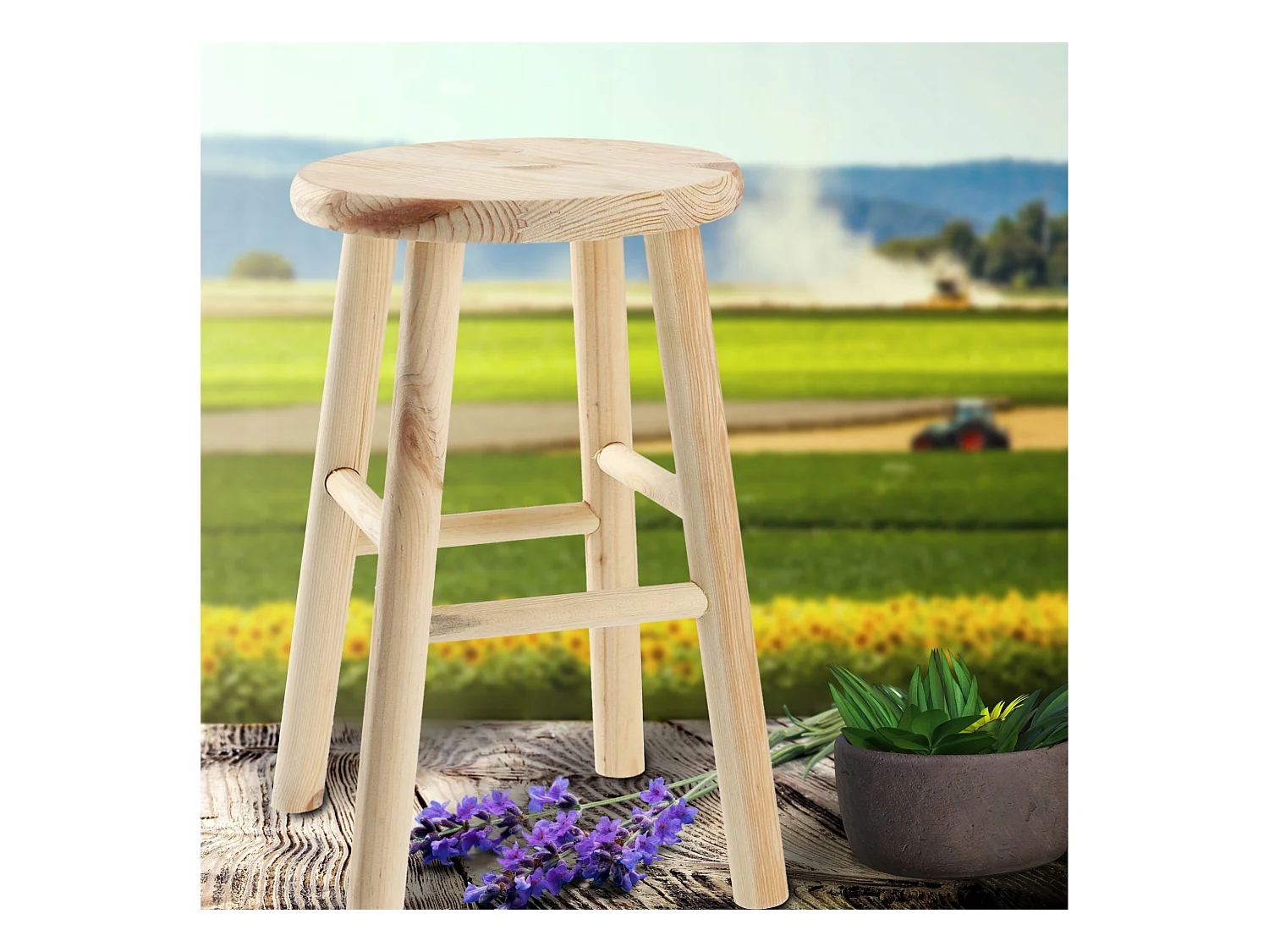 KADAX Taboret drewniany Falun 45 x 29 cm, naturalny