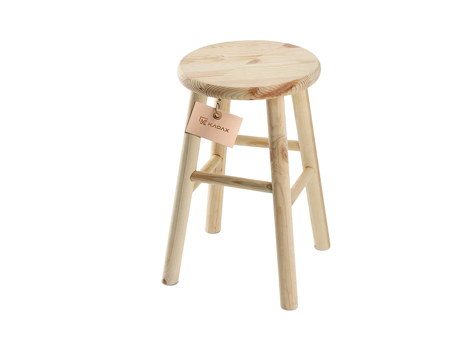 Tabouret en bois KADAX - Repose-pieds en pin naturel non verni, repose-pieds en 3 modèles, tabouret de bar, marchepied (rond)