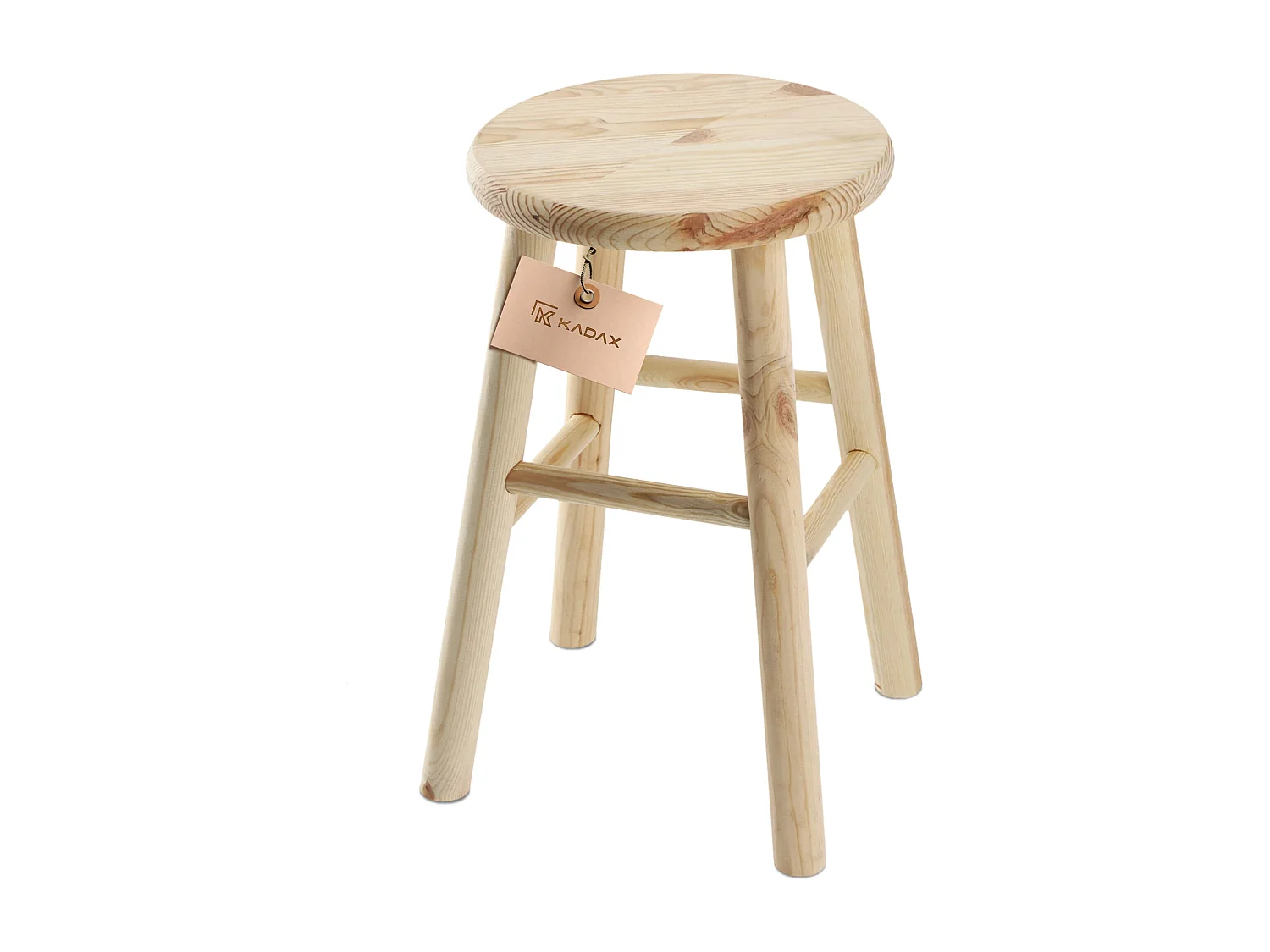 Tabouret en bois KADAX - Repose-pieds en pin naturel non verni, repose-pieds en 3 modèles, tabouret de bar, marchepied (rond)
