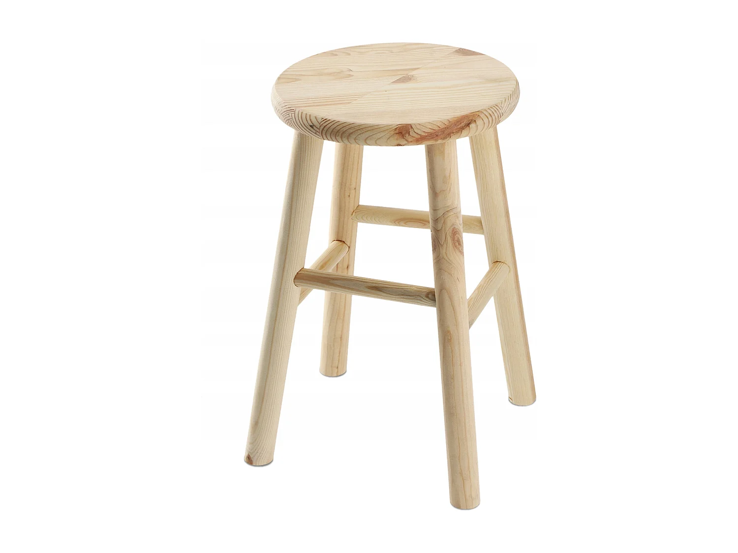 Tabouret en bois KADAX - Repose-pieds en pin naturel non verni, repose-pieds en 3 modèles, tabouret de bar, marchepied (rond)
