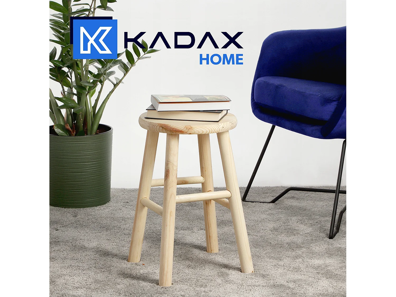 Tabouret en bois KADAX - Repose-pieds en pin naturel non verni, repose-pieds en 3 modèles, tabouret de bar, marchepied (rond)