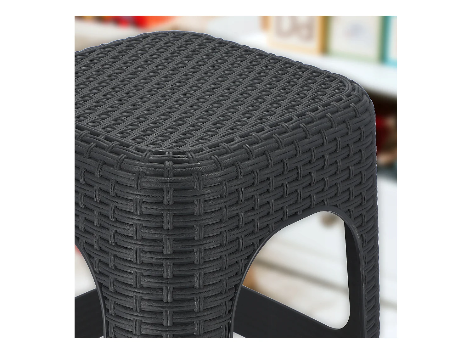 KADAX Kruk van kunststof, opstapkruk, tot 120 kg, rotankruk met antislipvoeten, badkruk, woonkruk, lichte zitkruk, tuinkruk, kruk (2 x set antraciet)