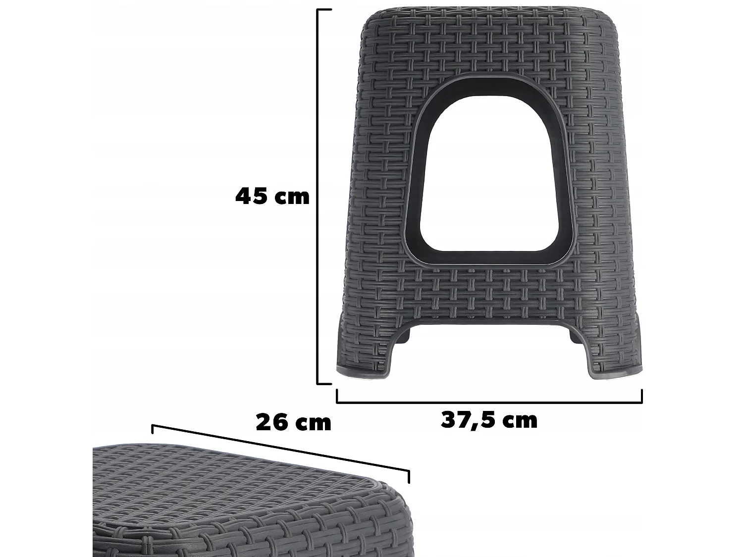 KADAX Tabouret en plastique, escabeau, jusqu'à 120 kg, tabouret en rotin avec pieds antidérapants, tabouret de bain, tabouret de salon, tabouret d'assise léger,