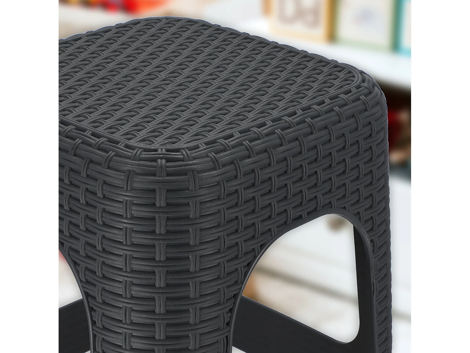 KADAX Tabouret en plastique, escabeau, jusqu'à 120 kg, tabouret en rotin avec pieds antidérapants, tabouret de bain, tabouret de salon, tabouret d'assise léger,