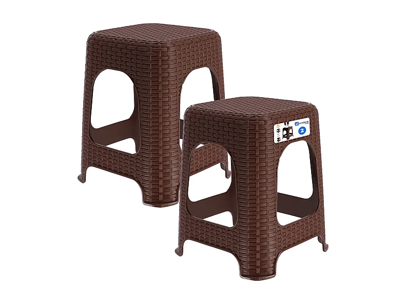 KADAX Taboret rattan 45 x 26 cm brązowy, 2 szt.