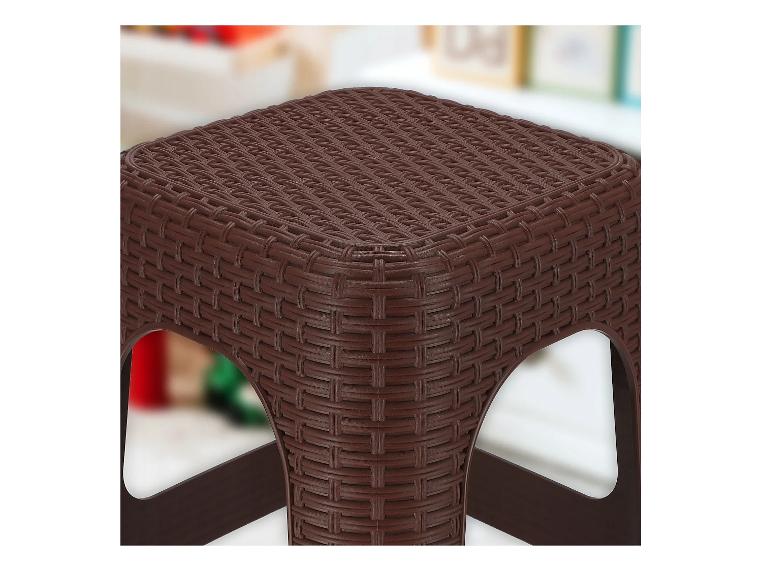 KADAX Kruk van kunststof, opstapkruk, tot 120 kg, rotankruk met antislipvoeten, badkruk, woonkruk, lichte zitkruk, tuinkruk, kruk (2 x set bruin)