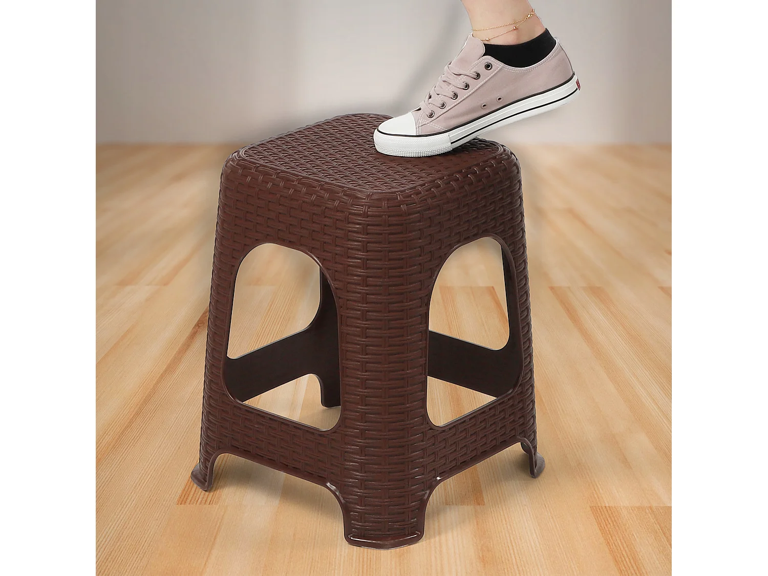 KADAX Tabouret en plastique, escabeau, jusqu'à 120 kg, tabouret en rotin avec pieds antidérapants, tabouret de bain, tabouret de salon, tabouret d'assise léger,