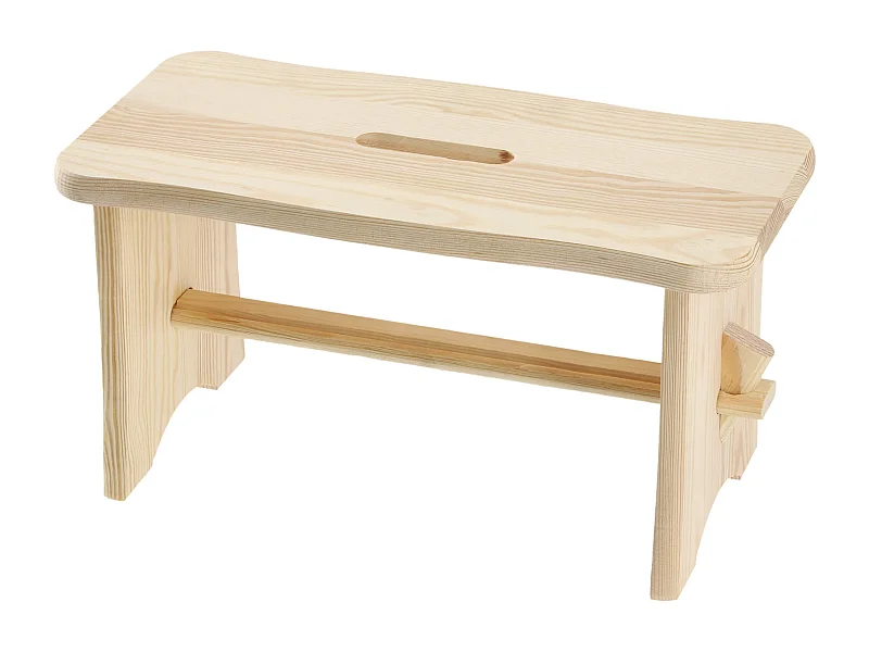 Tabouret en bois KADAX - Repose-pieds en pin naturel non verni, repose-pieds en 3 modèles, tabouret de bar, marchepied (rectangulaire)