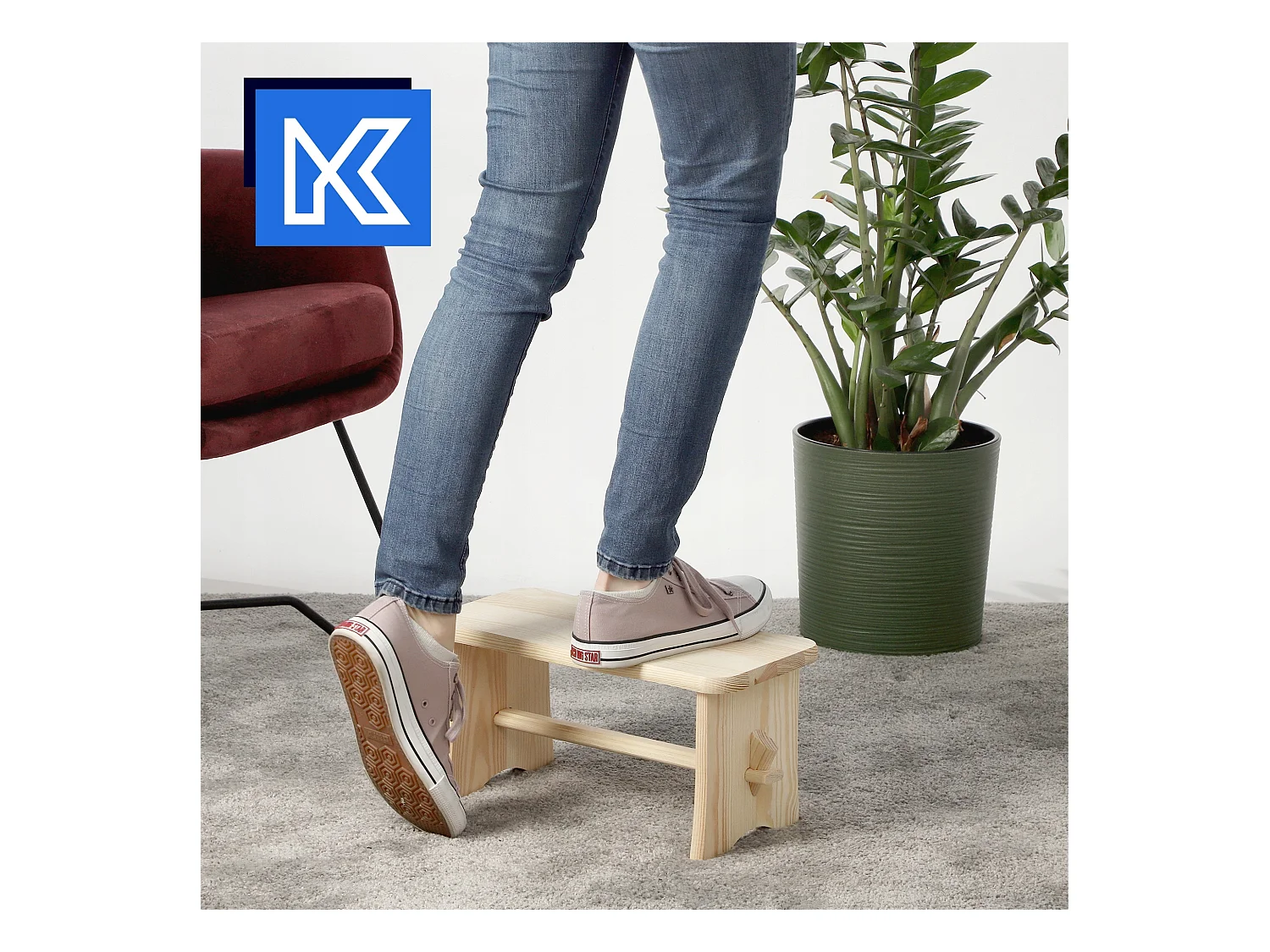 KADAX Taboret drewniany Falun 39 x 20 cm, naturalny