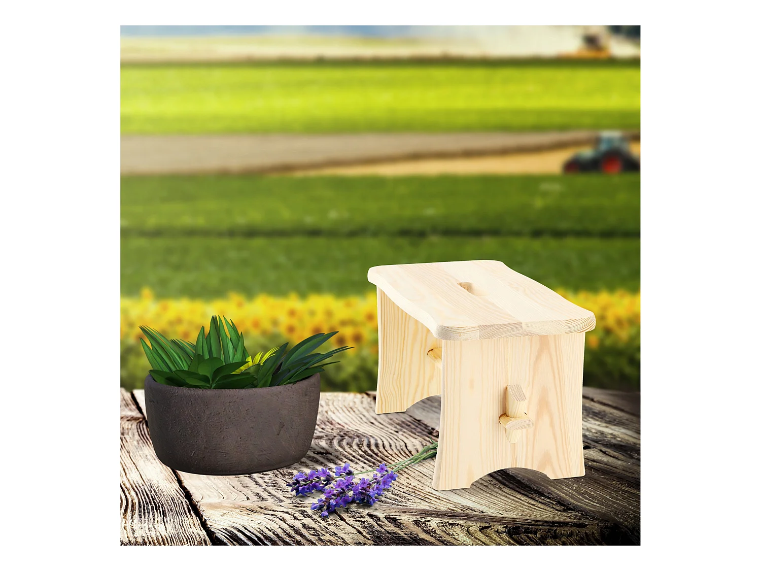 KADAX Taboret drewniany Falun 39 x 20 cm, naturalny