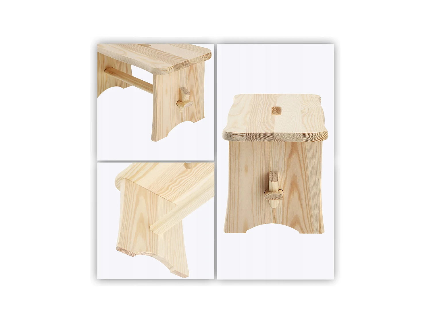 KADAX Taboret drewniany Falun 39 x 20 cm, naturalny