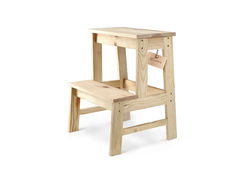 Sgabello da cucina in legno KADAX con piattaforma da 50 cm e gradino solido